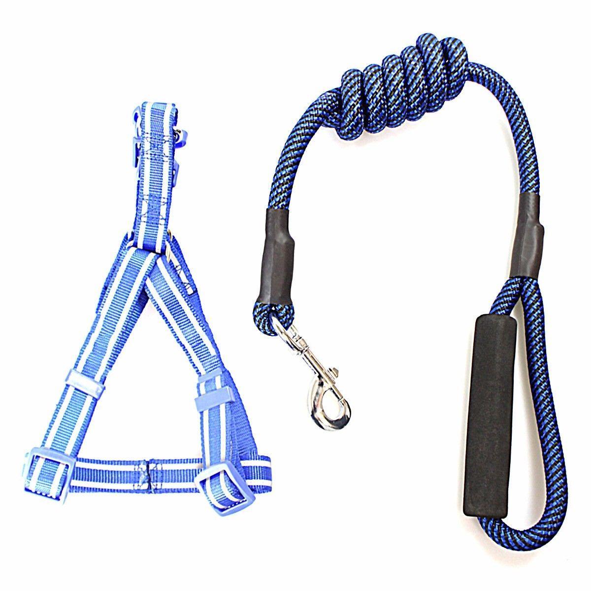 Reflective Nylon Dog Leash lead with Harness Assorted Colours 4266 (Large Letter Rate)
