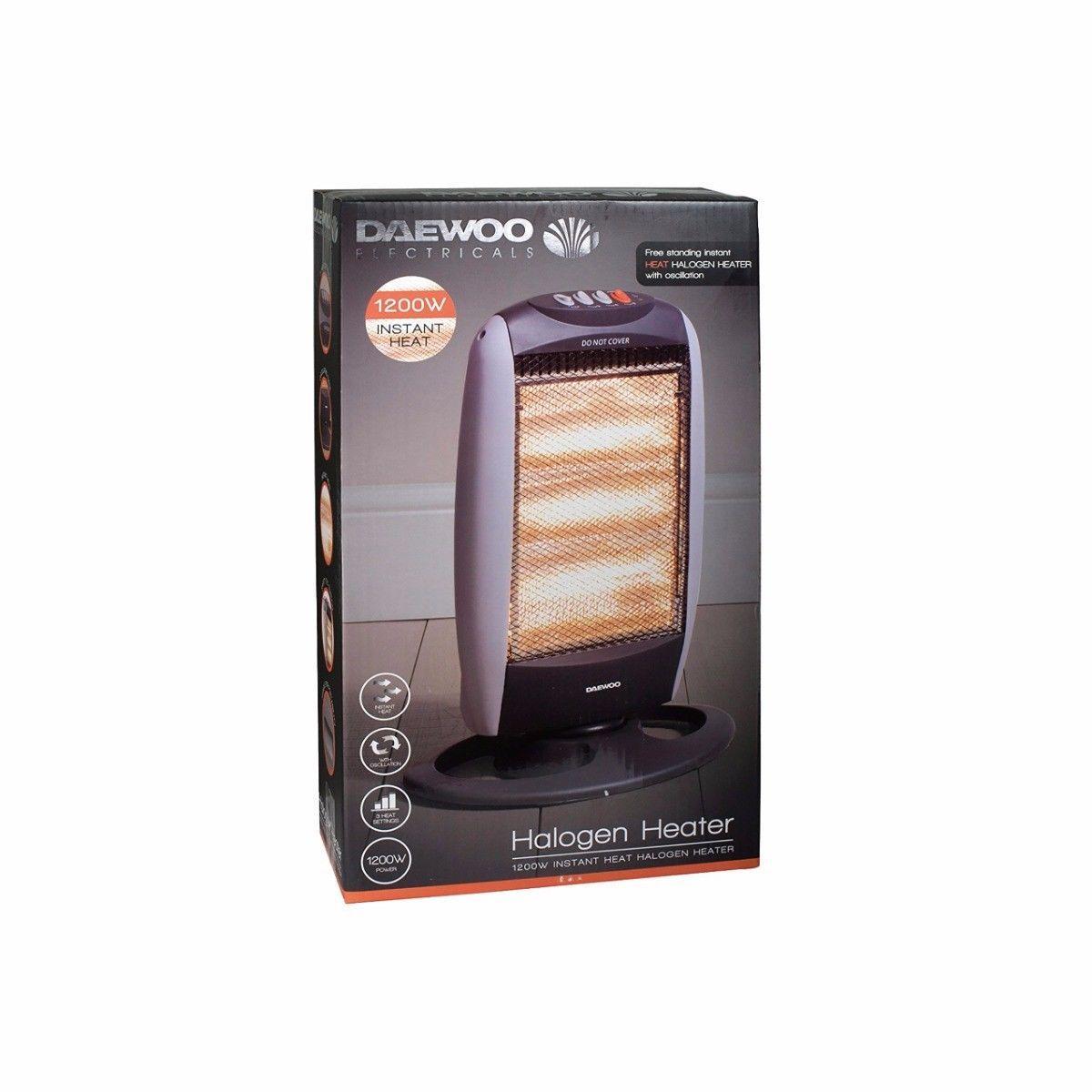 Halogen Heater Instant Heat 1200W 3 Heat Settings With Oscillation Safety Tilt HEA1416 A W25 (Big Parcel Rate)p