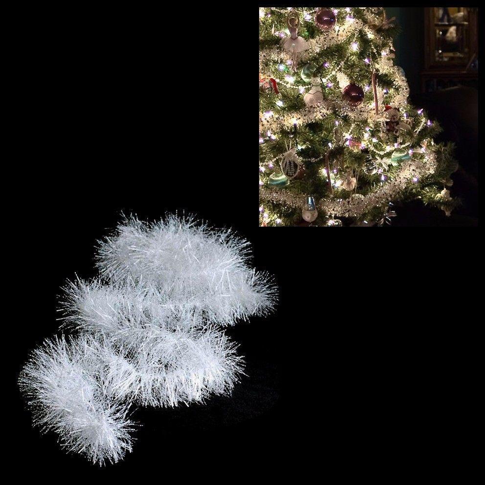 Snow White Christmas Tinsel 190cm Long White Tinsel 1438 (Large Letter Rate)