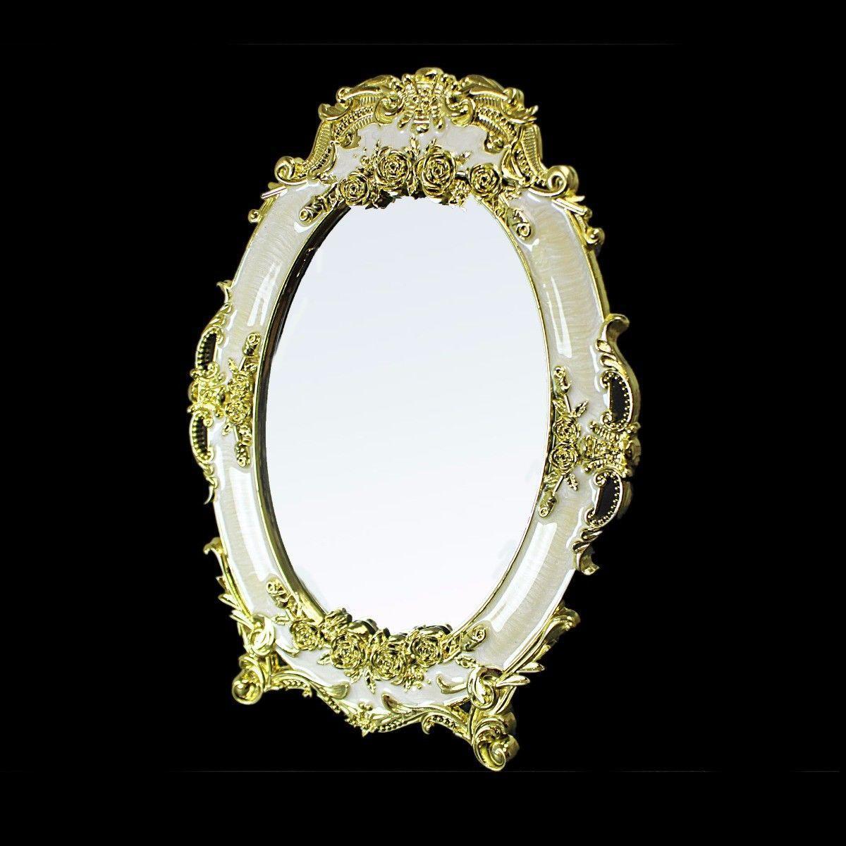 Designer Frame Mirror, Home Decor Mirror in Cream and Gold 17cm x 22cm 2401 (Parcel Rate)