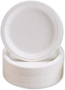 Disposable Compostable Eco-Bio Bagasse Sugarcane Round Plates 9" Pack of 25 EC1697 (Parcel Rate)