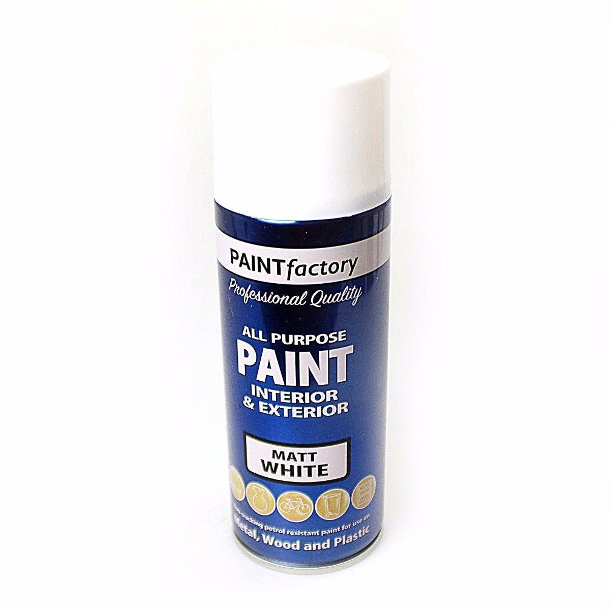 400ml All Purpose WHITE MATT Aerosol Spray Paint Can Household Car Plastic 1736 (Parcel Rate)