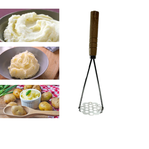 Kitchen Steel Potato Masher/ Press Wooden Handle Food Prep 3647 A (Parcel Rate)