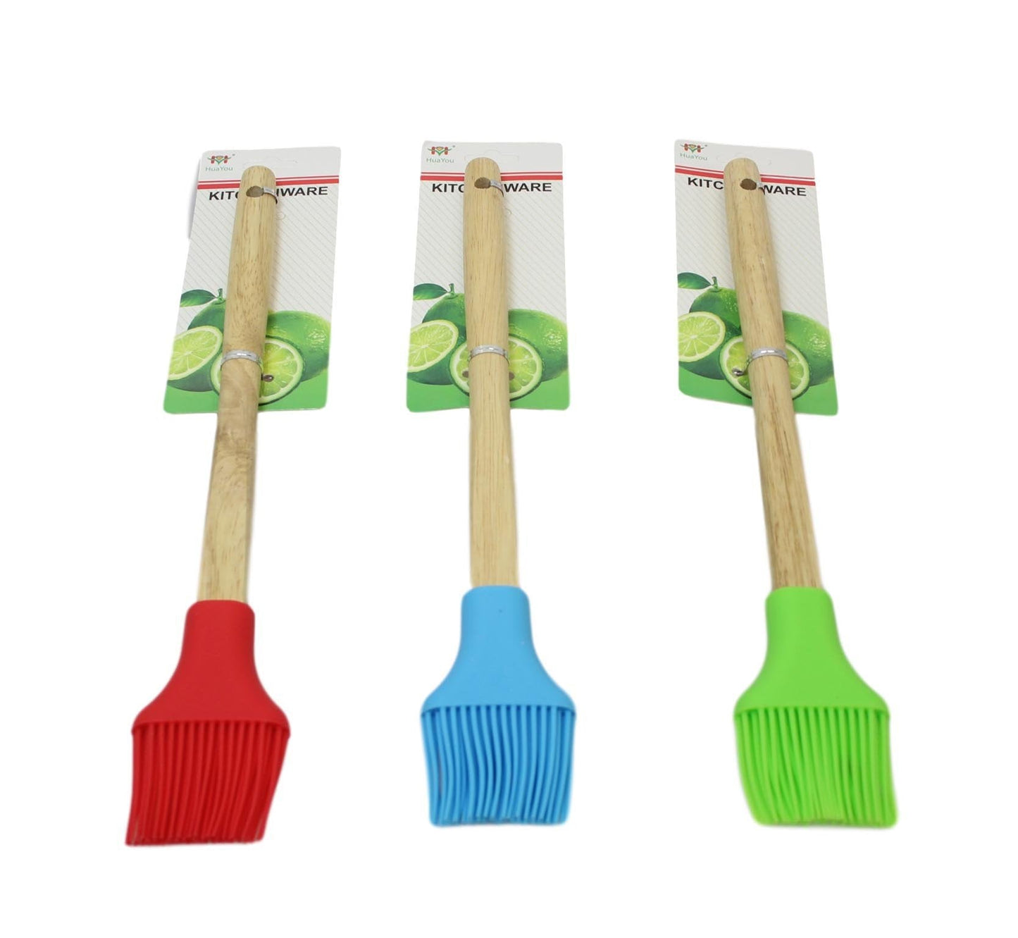 Kitchen Silicone Pastry Brush Wooden Handle 30 cm Assorted Colours 6066 A (Large Letter Rate)
