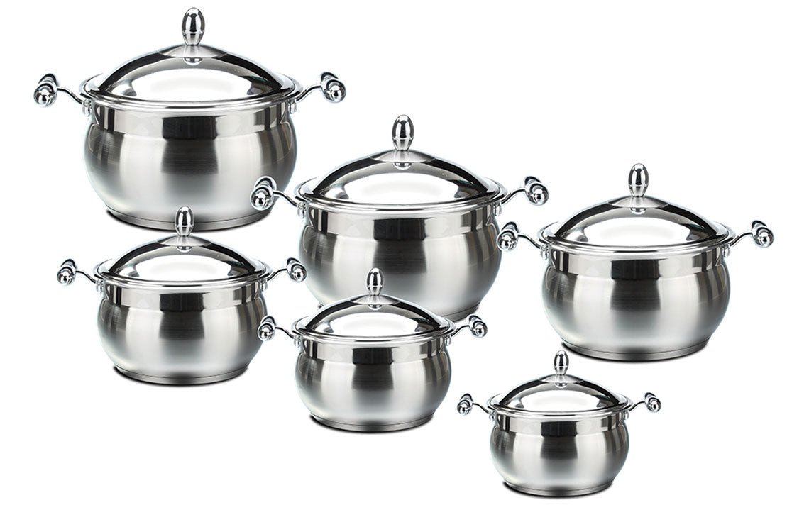 SQ Professional Lustro Stainless Steel Imperiale Casserole Set of 6 7991 (Big Parcel Rate)