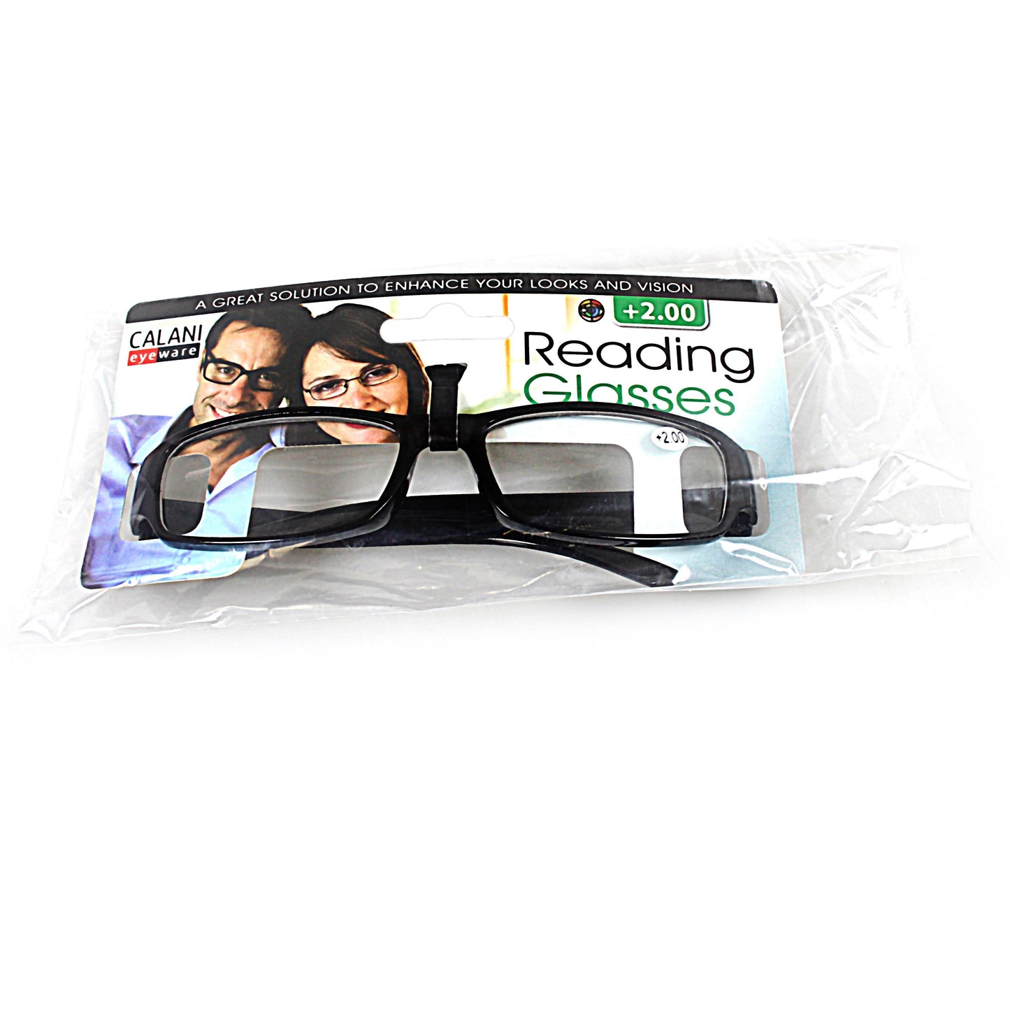 Plastic Calani Black Reading Glasses +4.00 BOX400 (Parcel Rate)
