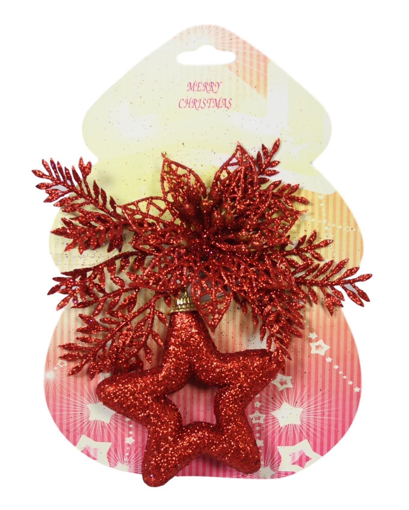 Christmas Tree Decoration Glitter Star Assorted Colours 1459 (Parcel Rate)