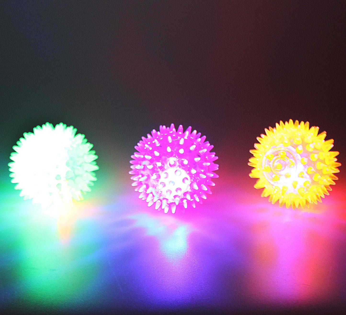 Flashing Light Up Sound & LED Spikey Ball Assorted Colours 7041 (Parcel Rate)
