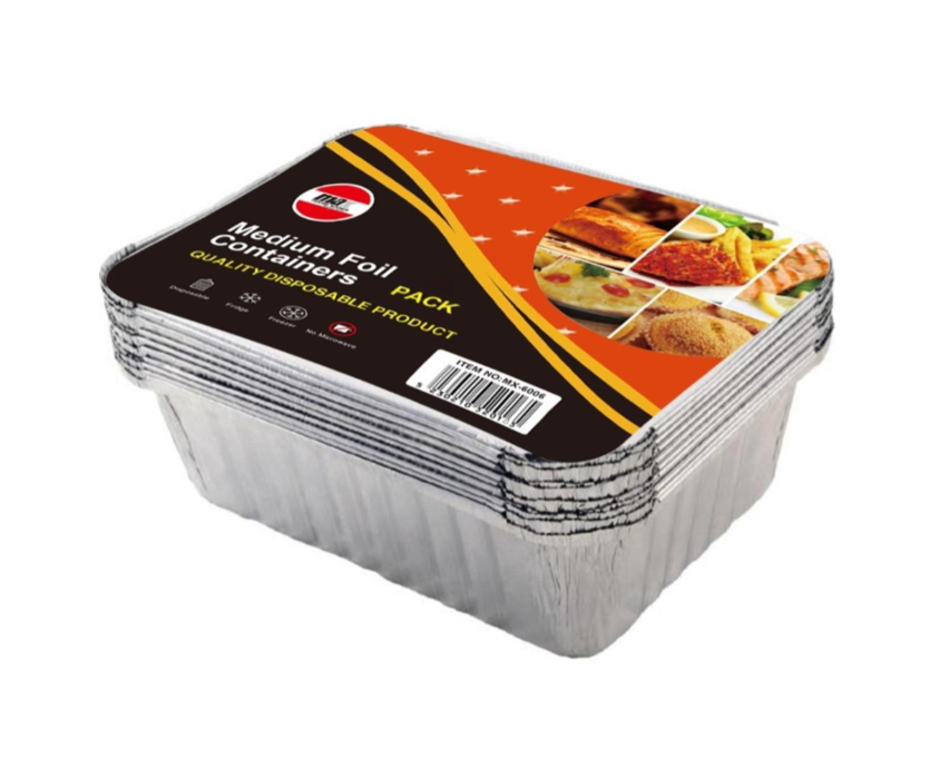 Disposable Aluminium Foil Food Containers Medium Pack of 8 MX6006 A (Parcel Rate)