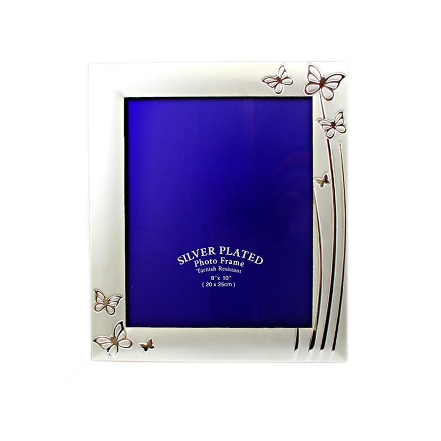 Silver Plated High Quality Photo Picture Frame Butterfly Design 8'' x 10'' 0699 (Parcel Rate)
