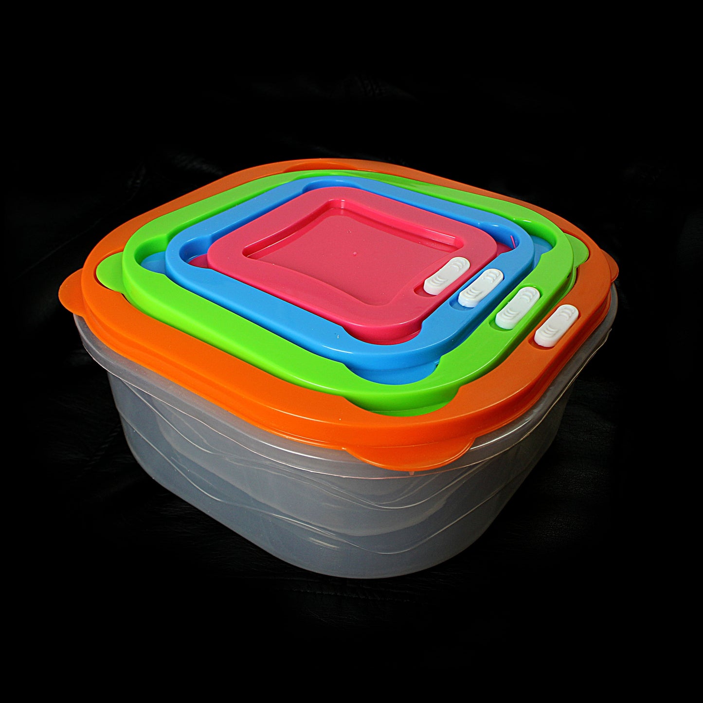 Plastic Square Food Storage Containers Set of 4 0401 (Parcel Rate)