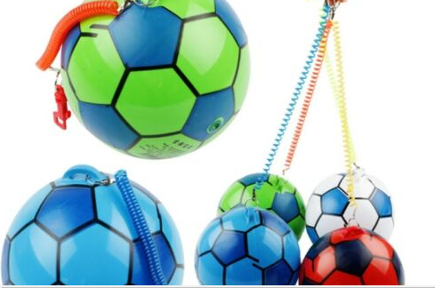 Inflatable Football with Springy String Sports Kids Toy Ball Outdoor Assorted Colours 6499 A (Parcel Rate)