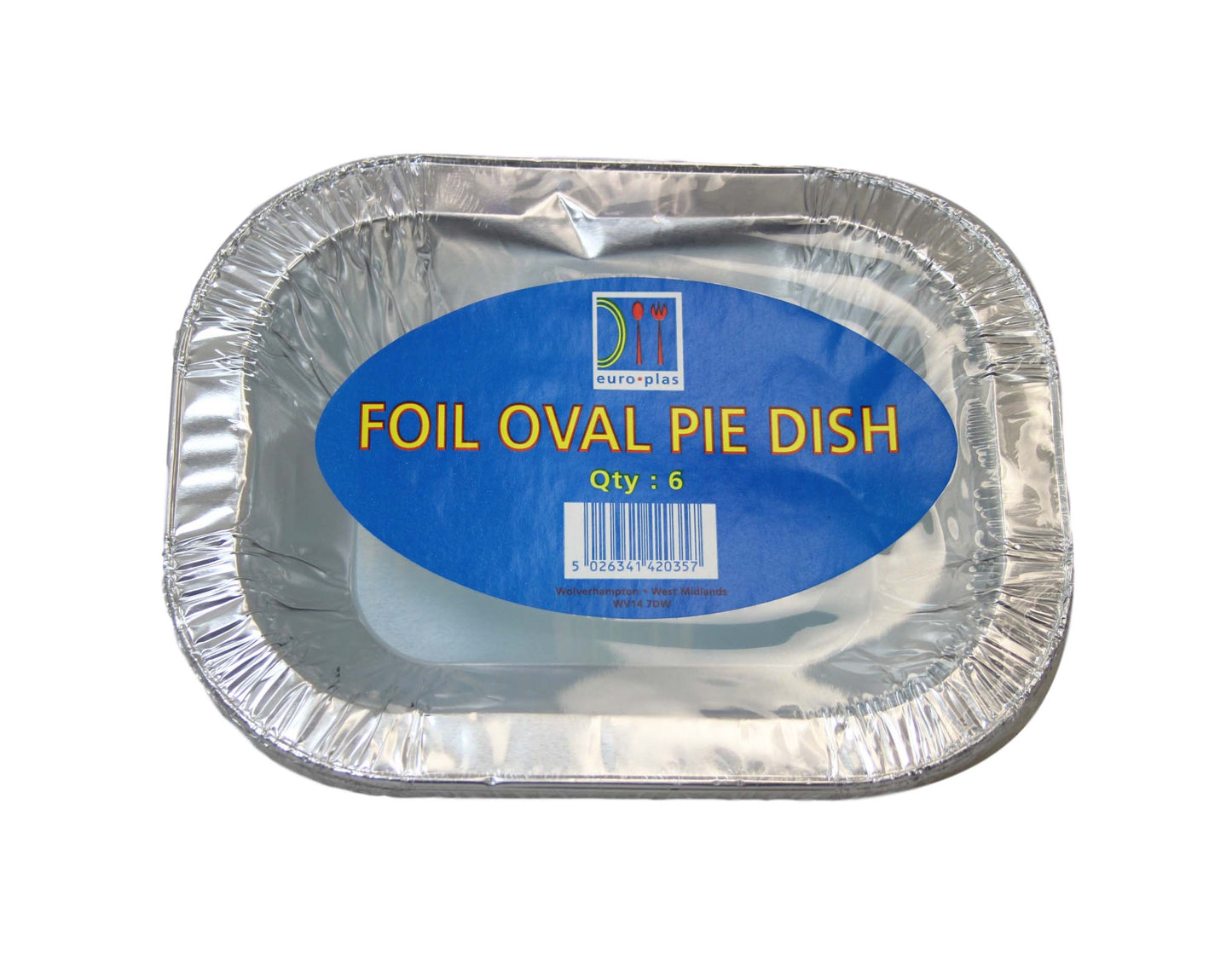 Oval Foil Pie Dish Takeaway Serving Foil Dishes Ideal For Food And Dessert 19.5cm x 5.2cm 6 Pack 0357 (Parcel Rate)