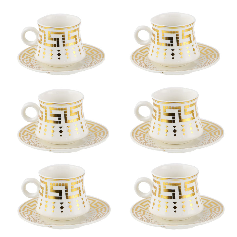 Durane Antico Tea Set 12pc White-Gold 175ml 10518 (Parcel Plus Rate)