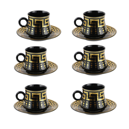 Durane Antico Tea Set 12pc Black-Gold 175ml 10519 (Parcel Plus Rate)