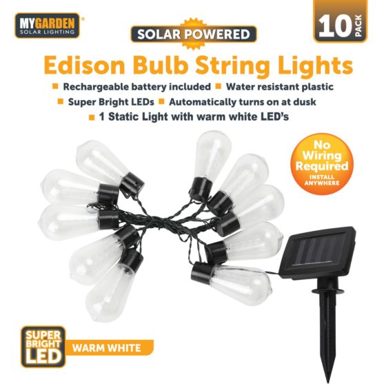 Garden Edison Bulb String Lights 10pk 2.25 m White LED 1052 (Parcel rate)