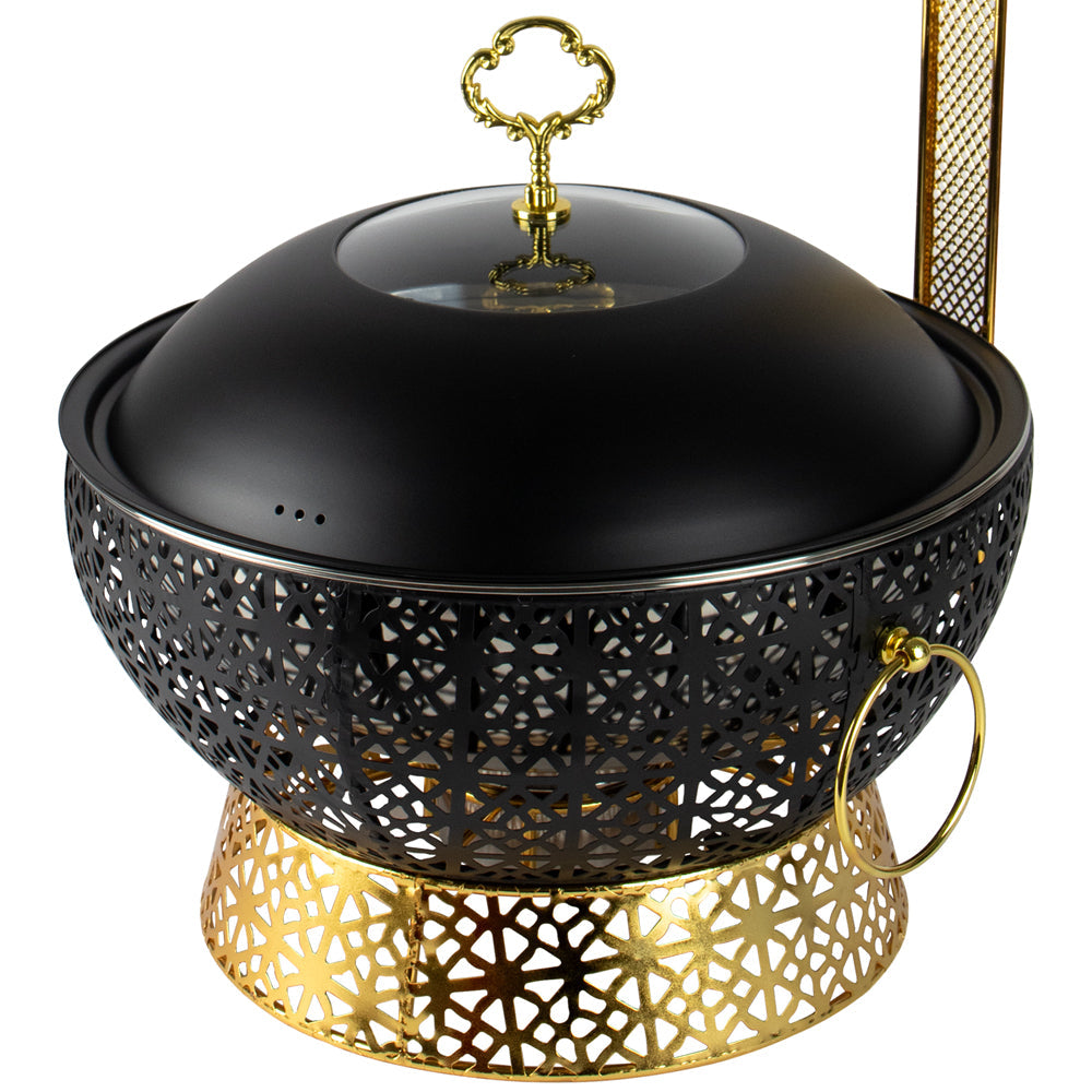 SQ Professional Banquet Ornate Chafing Dish with Lid Black Gold 8L 10877 A (Big Parcel Rate)