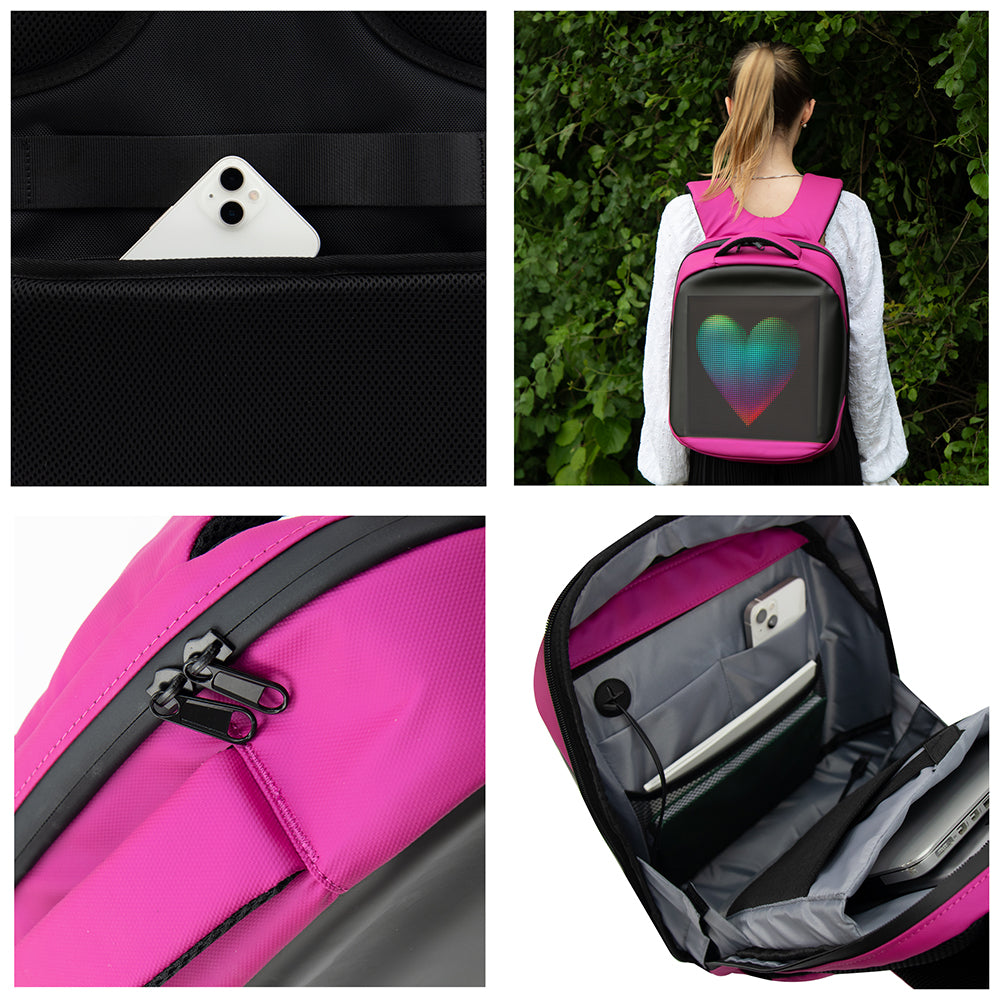 Durane LED Backpack 30 x 13 x 40 cm Pink 11055 (Parcel Rate)