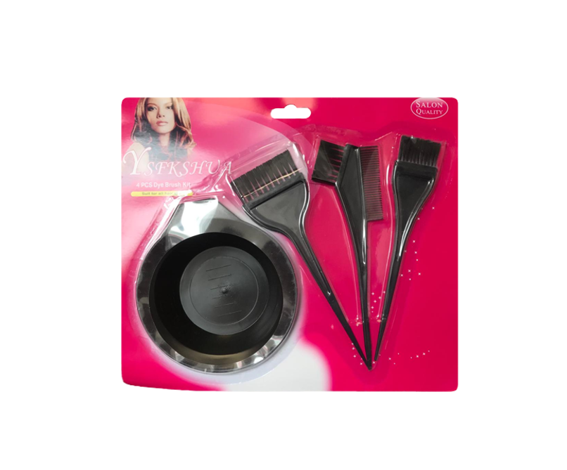 Plastic Hairdresser Hair Dye Colouring Brushes and Bowl Kit 1107 (Parcel Rate)