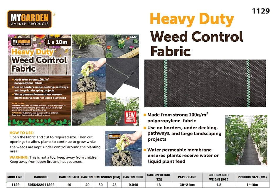 Garden Heavy Duty Weed Control Fabric 1 x 10m 1129 (Parcel Rate)