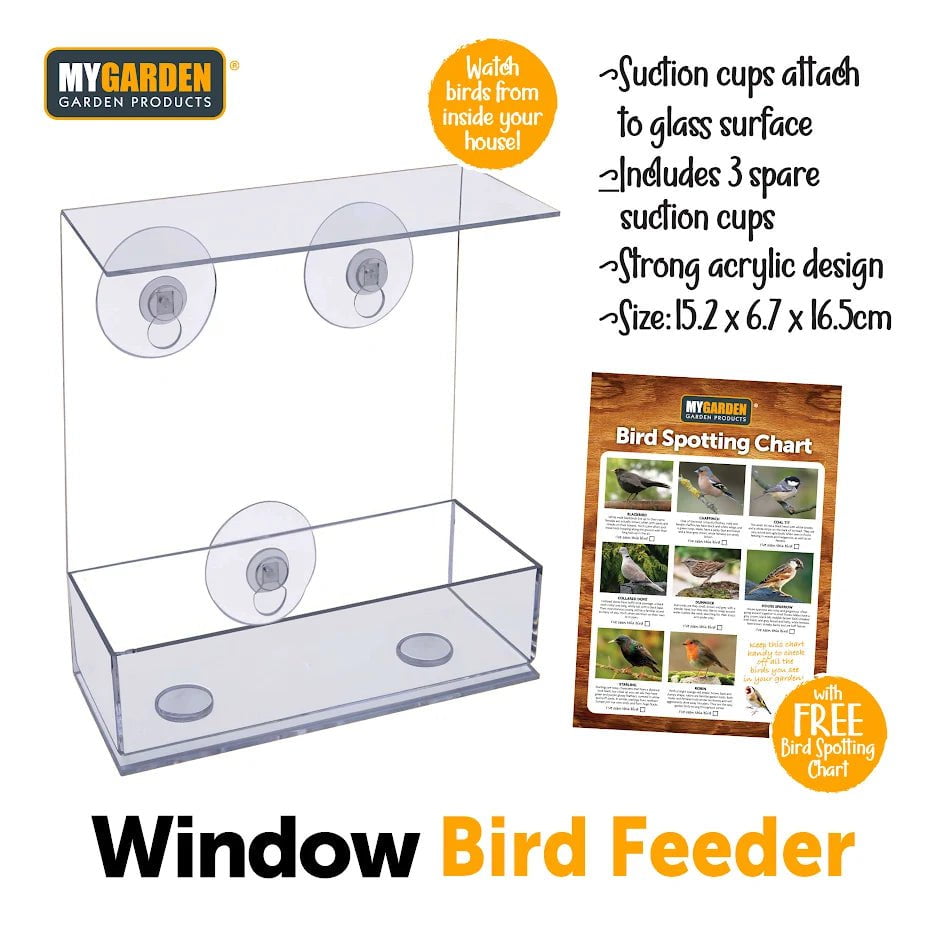 Plastic Window Bird Feeder 15.2 x 6.7 x 16.5 cm 1179 (Parcel Rate)