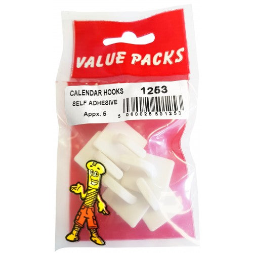 Value Pack White Calendar Hooks Pack of 5 1253 (Parcel Rate)