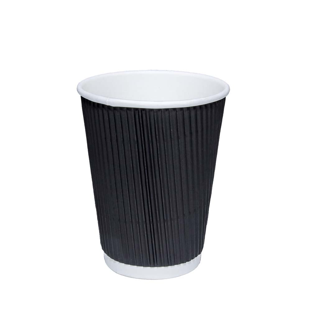 Black Ripple Paper Cups 8oz Pack of 20 RB0820 (Parcel Rate)