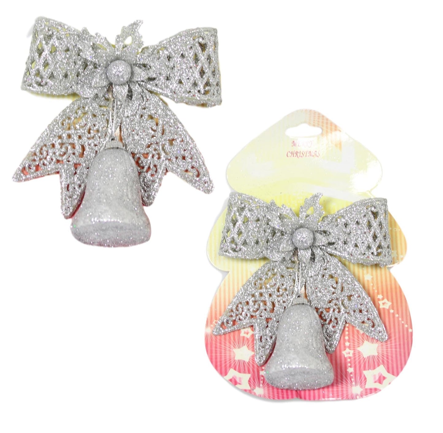 Fancy Christmas Bow Bell Style Hanging Festive Xmas Mixed Colours 15cm 1458 (Parcel Rate)p