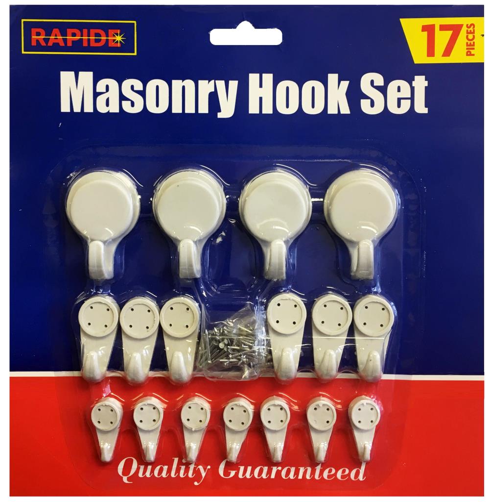 Masonry Hook Set White Plastic 17pc 4061 (Parcel Rate)