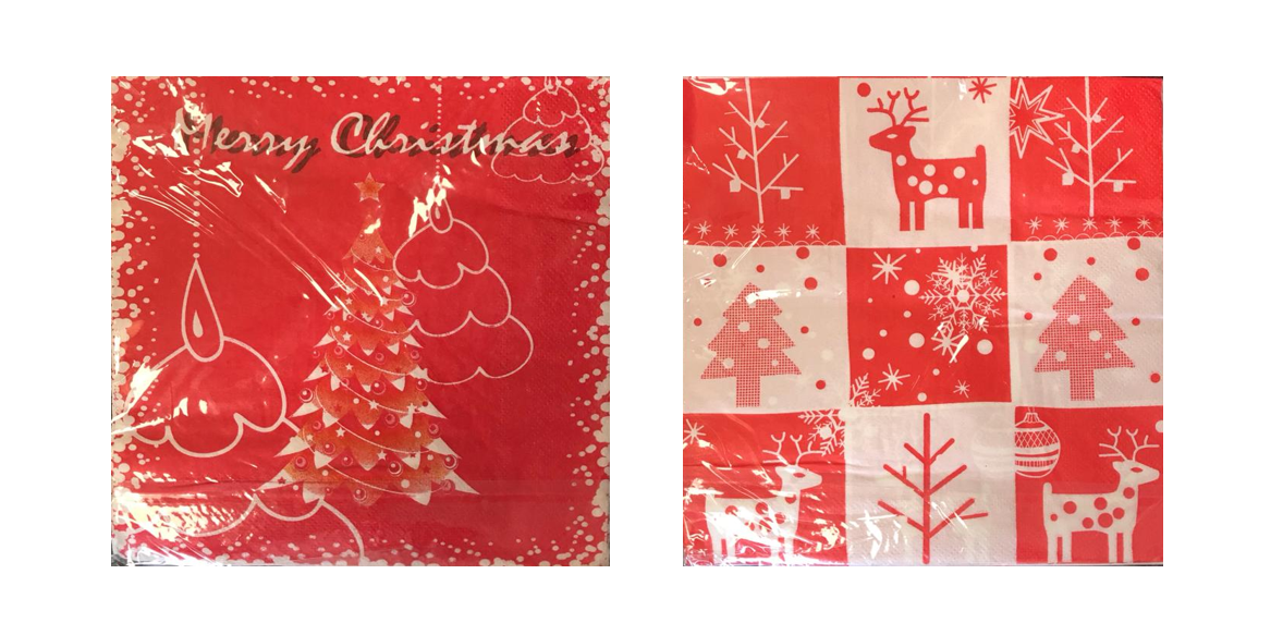 Pack of Merry Christmas Themed Paper Napkins Assorted Designs 1674 (Parcel Rate)