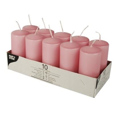 Pillar Candles 90 x 40mm Pack of 10 Pink 17913 (Parcel Rate)