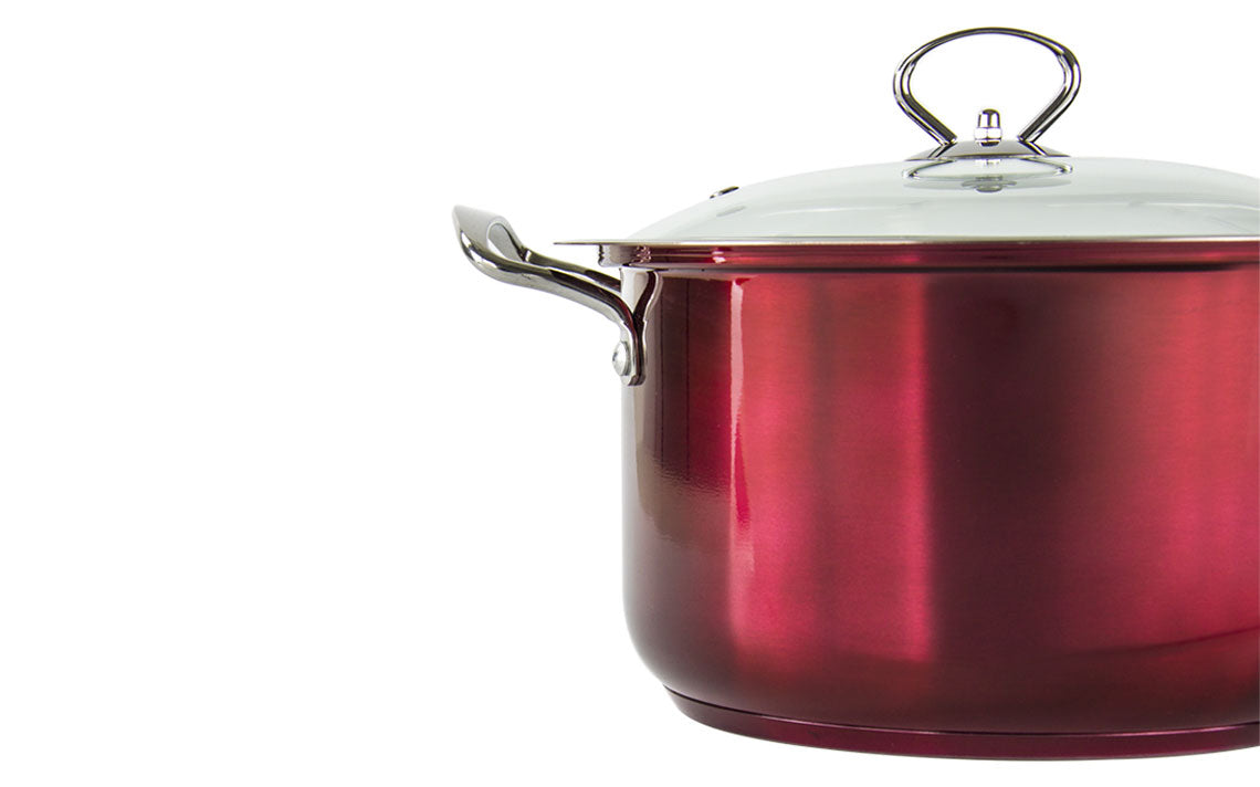 SQ Professional Gems Metallic Stockpot Set of 3 Ruby 26-28-30cm 9576 (Big Parcel Rate)