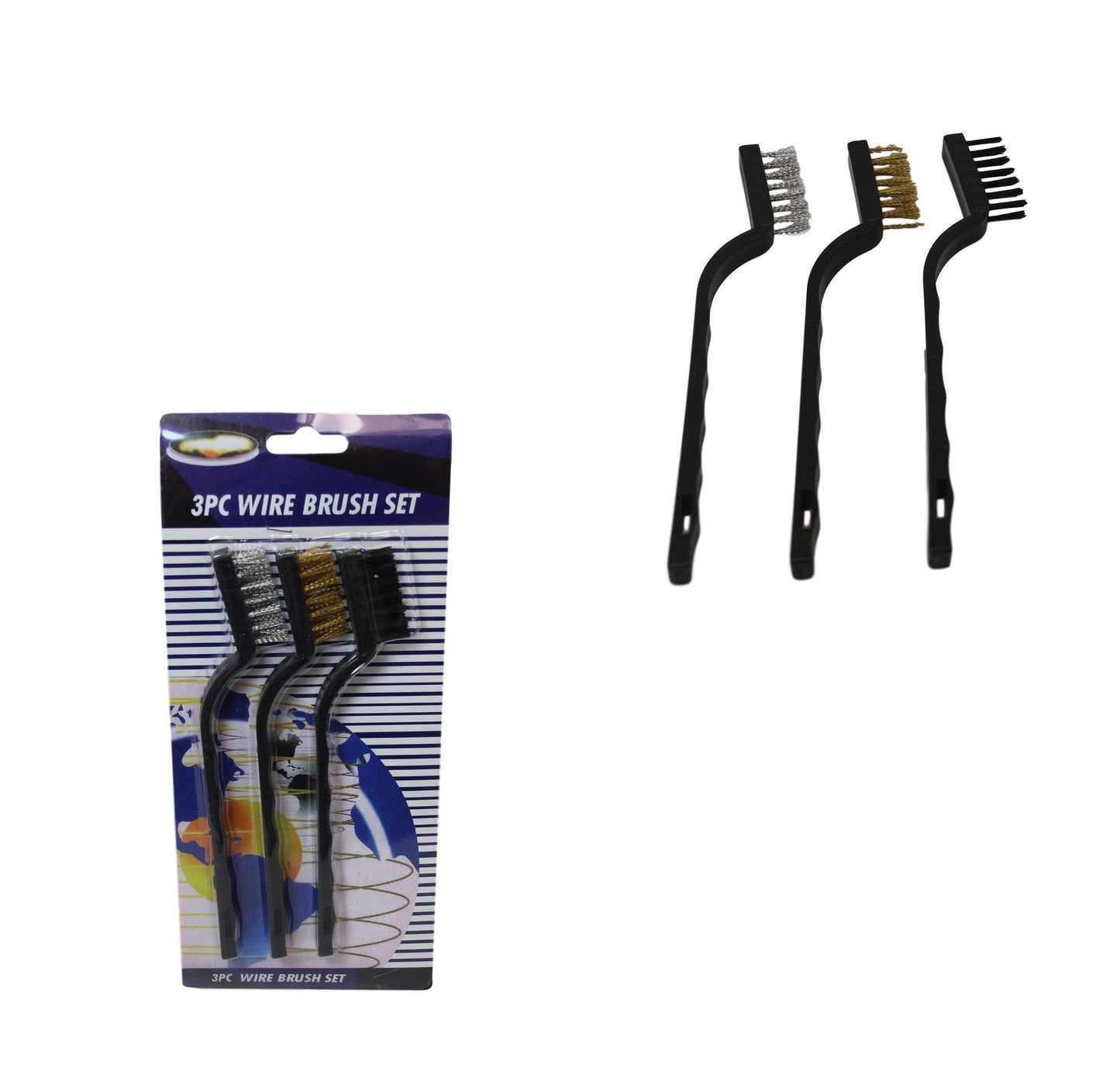 Steel Brass Nylon Wire Cleaning Brush Set of 3 17 cm 2000 (Parcel Rate)