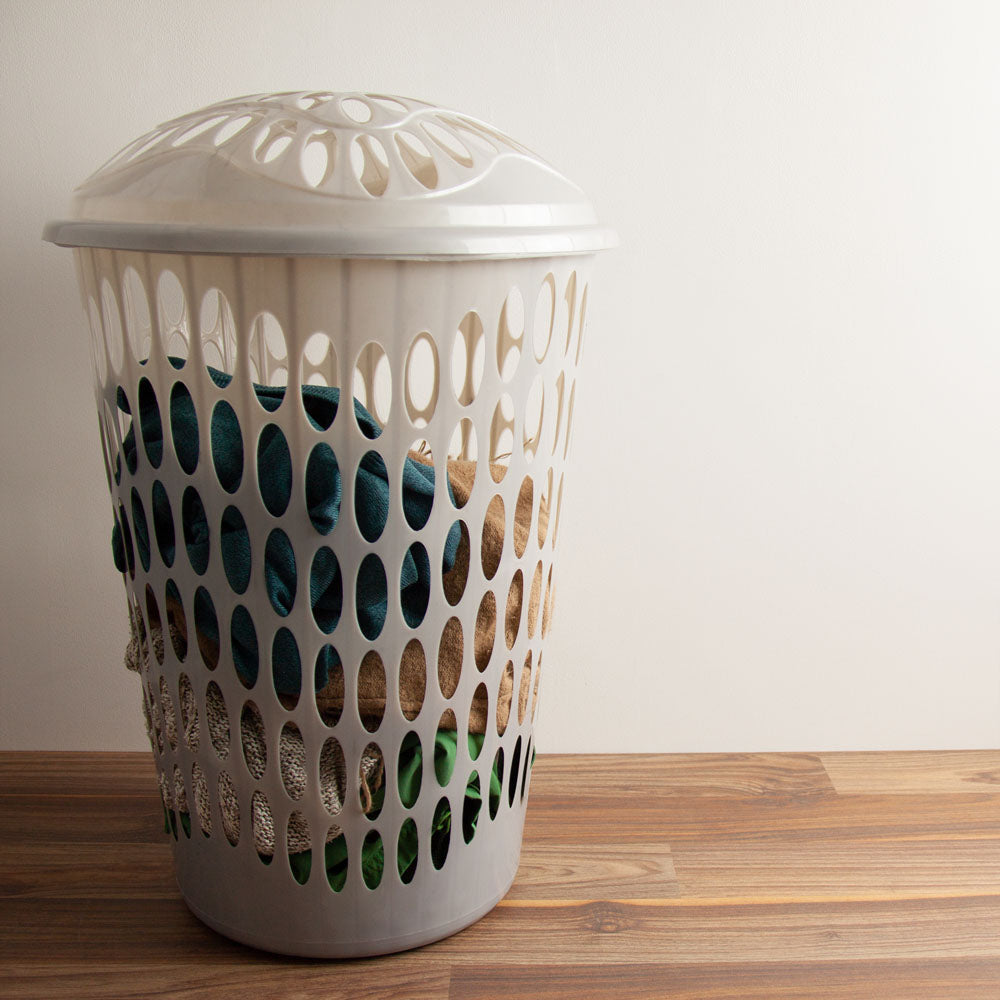 Round Plastic Laundry Hamper Basket with Lid 50L 40 x 65 cm Assorted Colours P98568 / 2432 (Big Parcel Rate)