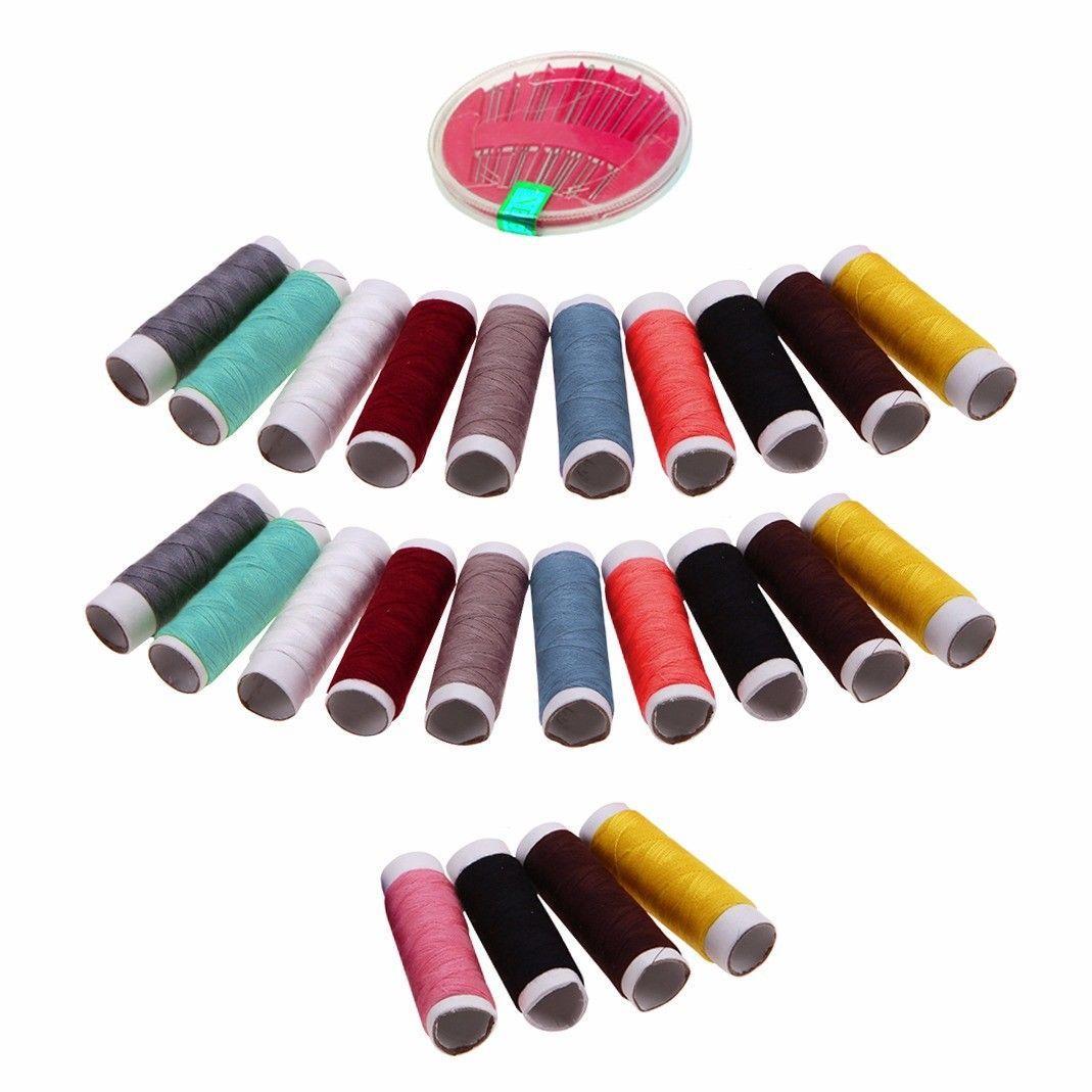 Pack Of 16 Colour Cotton Reel Sewing Threads With Pins Random Colours Sent 4109 (Parcel Rate)