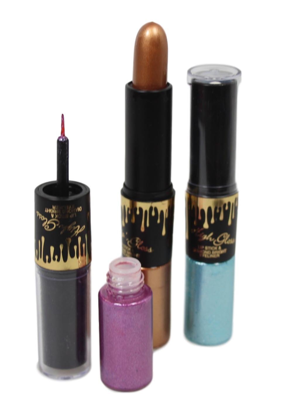 2 in 1 High Gloss Lipstick And Diamond Bright Eyeliner Assorted Colours 5331 (Large Letter Rate)