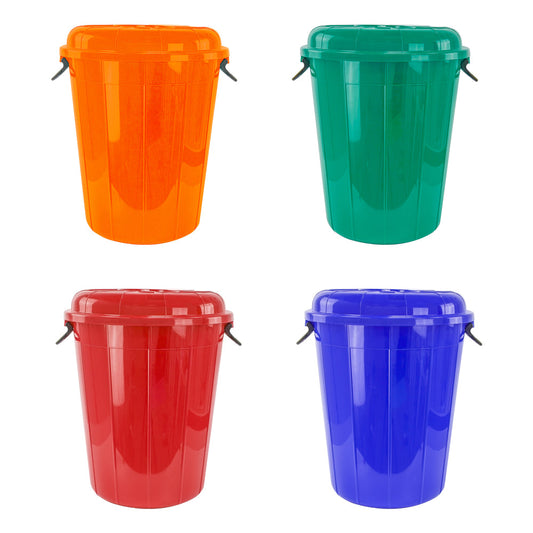 Plastic Eco Storage Drum Bin Bucket with 2 Side Handles 70L Assorted Colours 3198 (Big Parcel Rate)