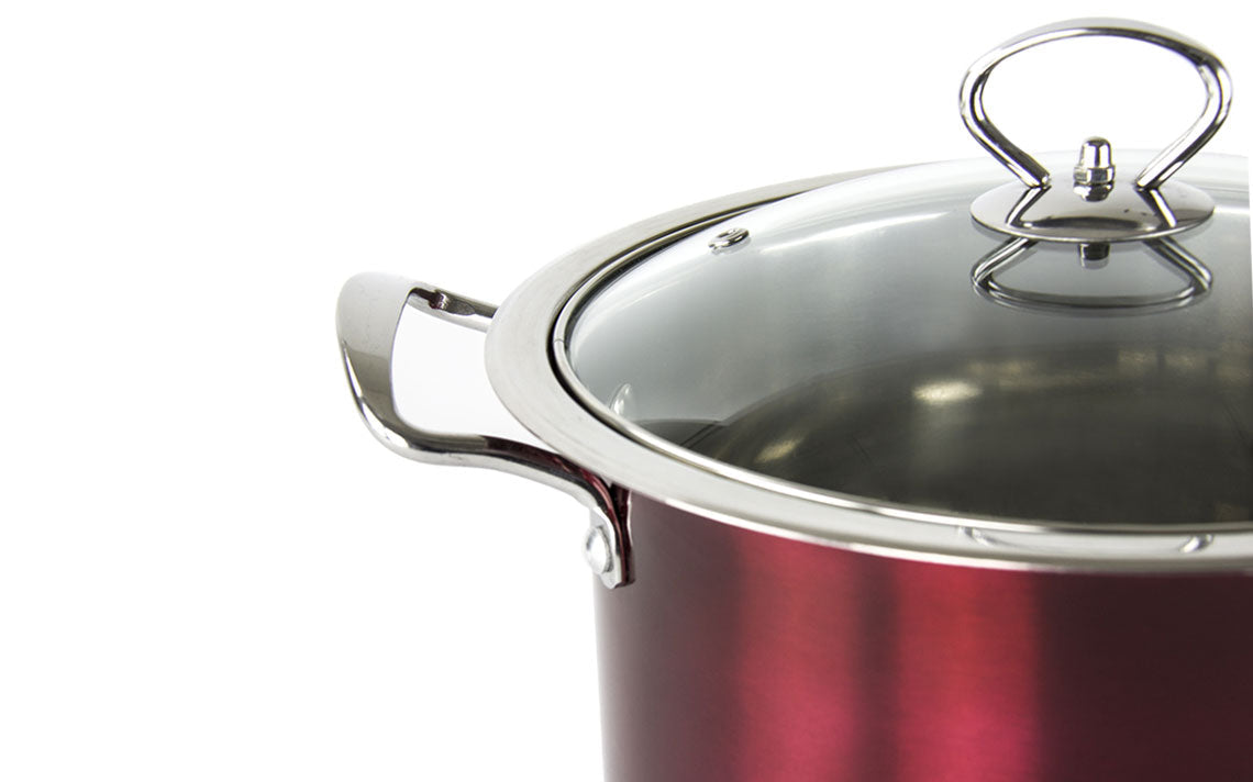 SQ Professional Gems Metallic Stockpot Set of 3 Ruby 26-28-30cm 9576 (Big Parcel Rate)