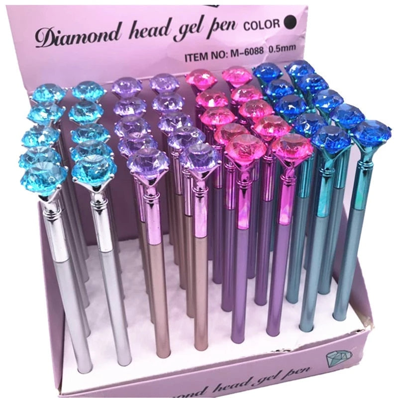 Black Ink Pen Diamond  Top Metallic Style 18 cm Assorted Colours 6219 (Large Letter Rate)