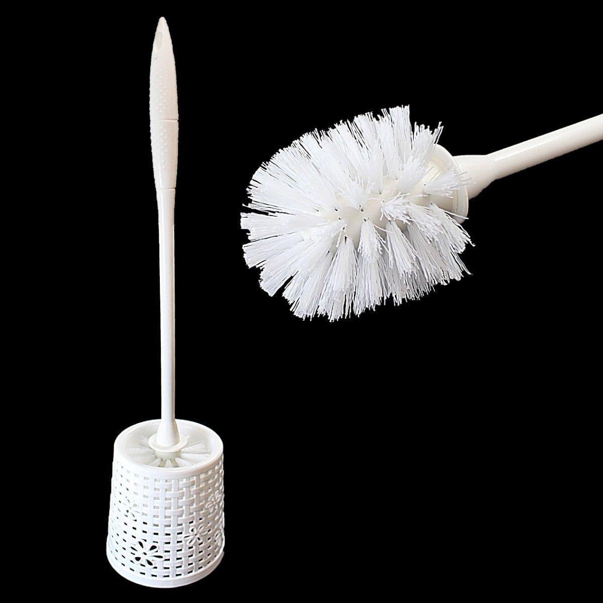 Plastic Toilet Brush with Holder Floral Net Design Assorted Colours 4294 A (Parcel Rate)