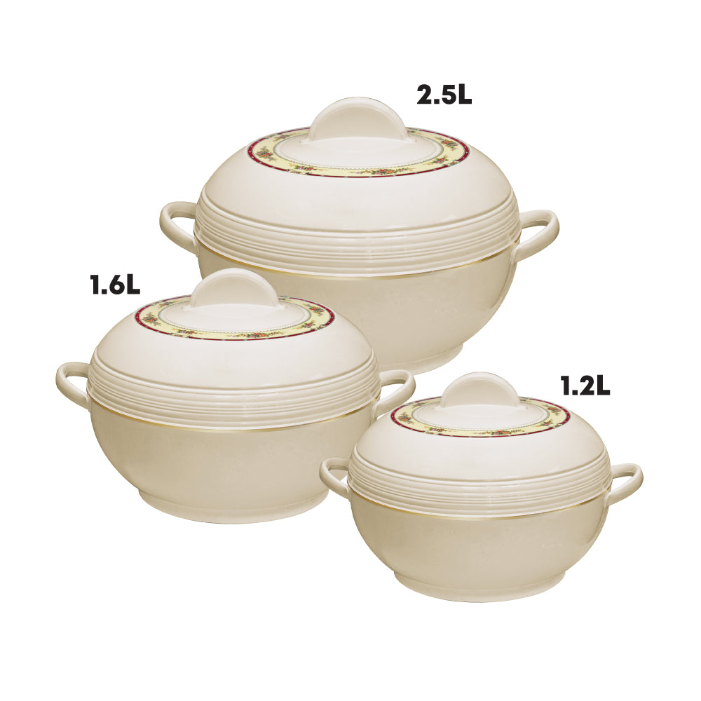 SQ Professional Ambiente Insulated Hot Pot Set of 3 1.2-1.6-2.5L Cream P7950 / 4227 (Big Parcel Rate)