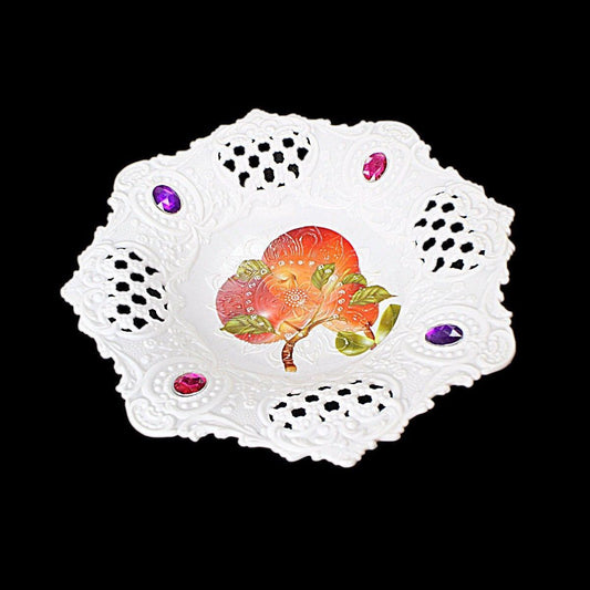 Plastic Jewelled Serving Tray Printed Design Round 21 cm Assorted Designs 3222 (Parcel Rate)