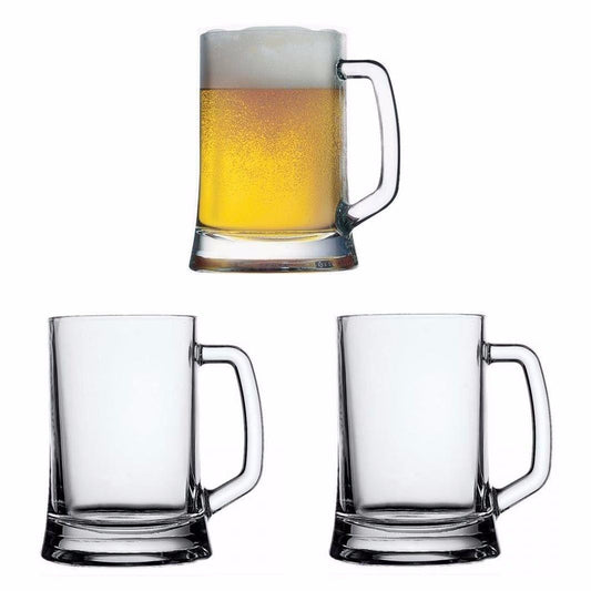 Set Of 2 High Quality Classic Heavy Duty 660ml Big Bear Glass Mugs Home Glassware 5286 (Parcel Rate)