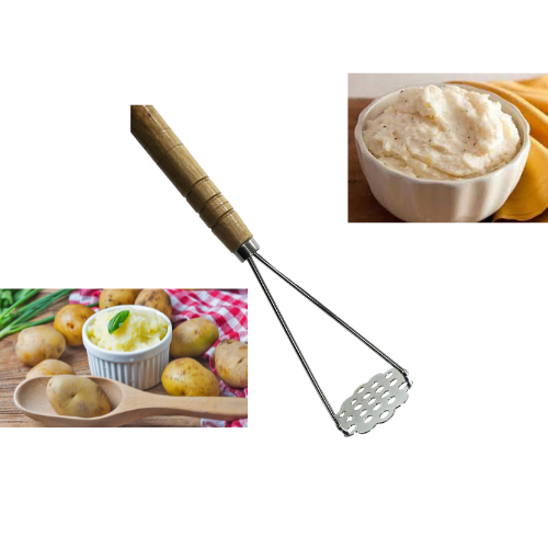 Kitchen Steel Potato Masher/ Press Wooden Handle Food Prep 3647 A  (Parcel Rate)