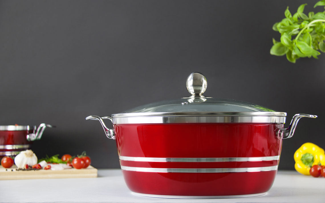 SQ Professional Metallic Die Cast Stockpot Set of 5 Ruby 4202 (Big Parcel Rate)