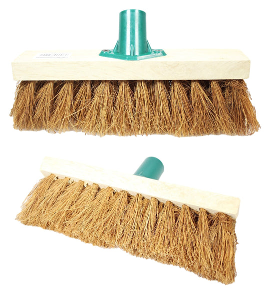 10" Soft Coco Garden Wooden Broom Brush Head 1001 (Parcel Rate)