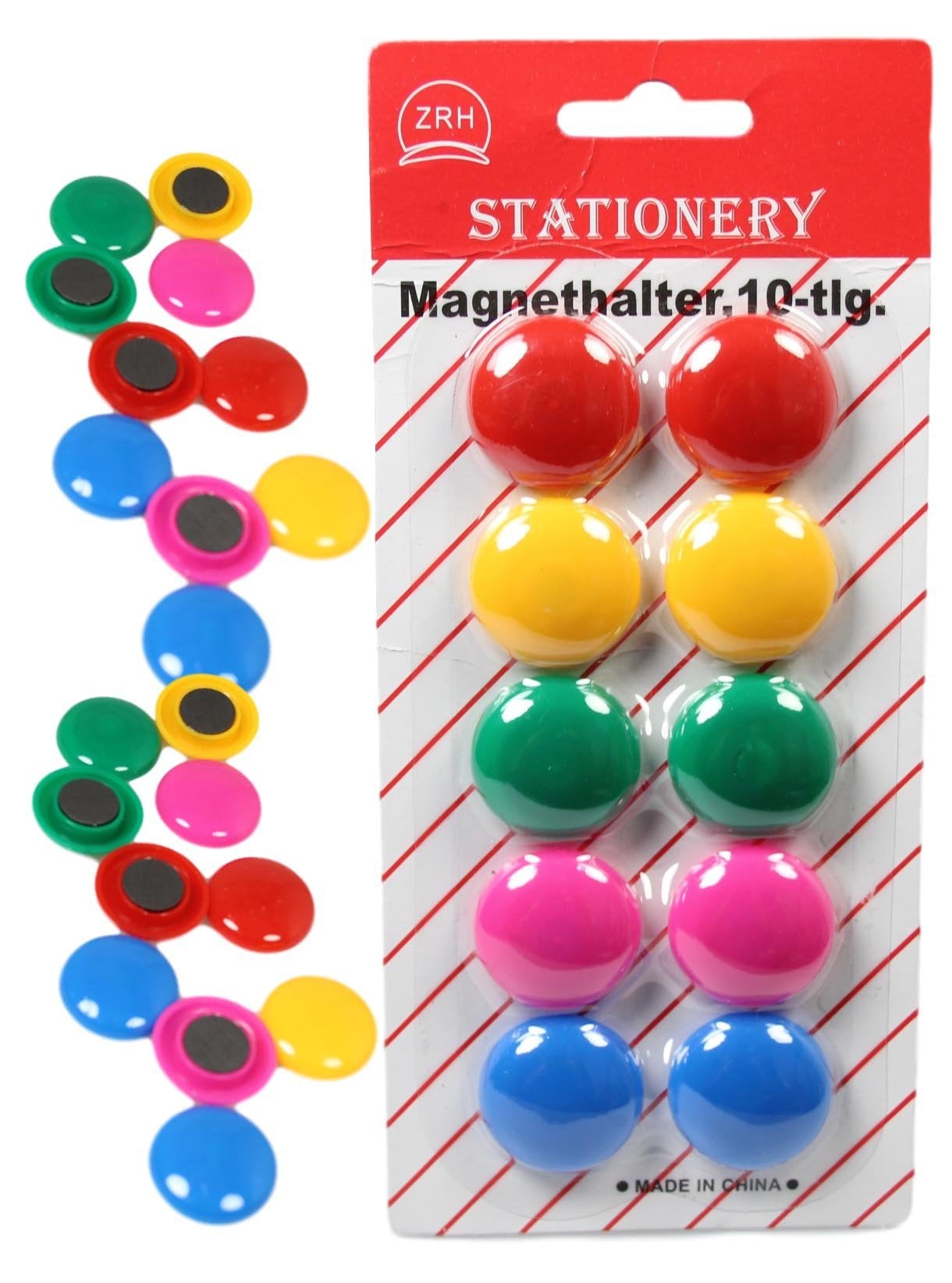 Round Fridge Freezer Magnets 2.7 cm Pack of 10 Assorted Colours 5210 (Large Letter Rate)