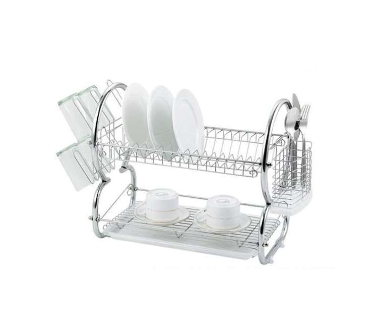 Dish Drainer Cutlery Rack 2 Tier with Drip Tray Chrome DL9403 (Big Parcel Rate)