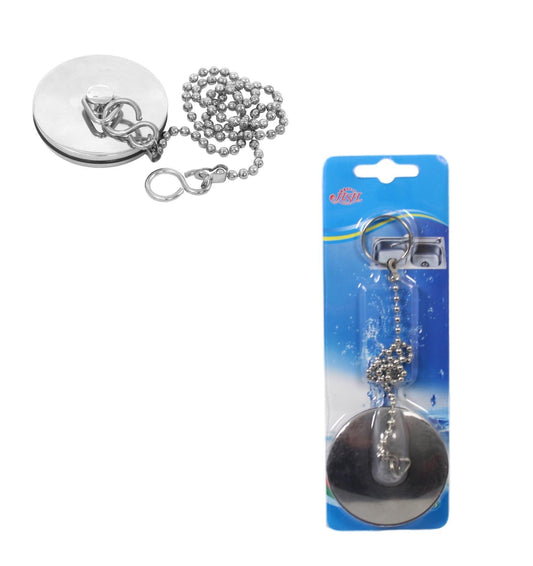 Chrome Metal Bathroom Bath Plug and Chain 6.00 cm 5585 (Large Letter Rate)