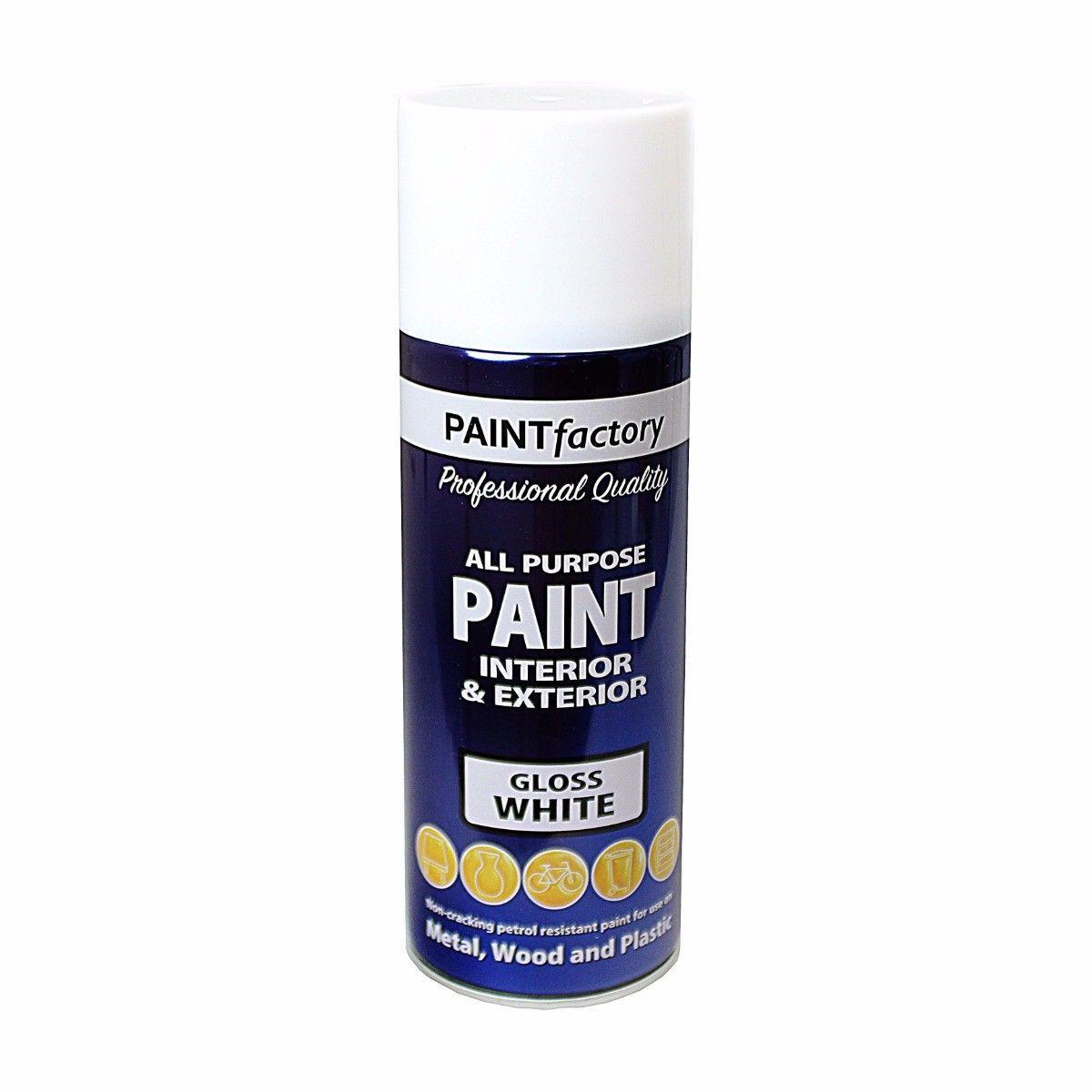 All Purpose White Gloss Spray Paint 400ml Aerosol Dry Metal Interior Exterior 1746R (Parcel Rate)